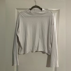 Aerie White Turtleneck Long Sleeve Cropped Shirt